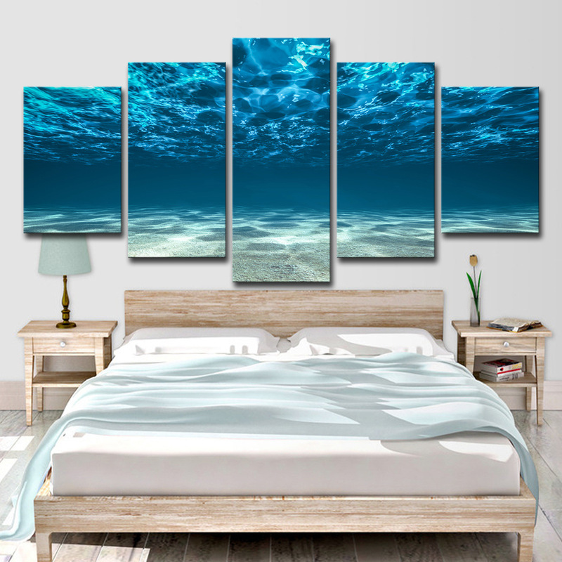 Cross border lazada Aliexpress5 board blue sea frame modular decoration living room wall art