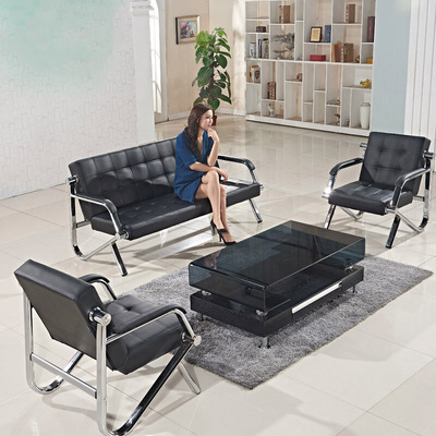 办公沙发沙发组合小户型出租屋简约商务会客接待三人办公室皮沙发|ru