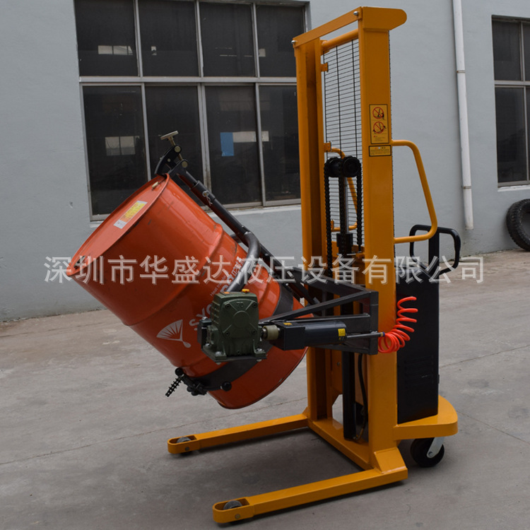 半电动油桶堆高车 YL520电动称重油桶倒料车 电升电翻油桶翻转车