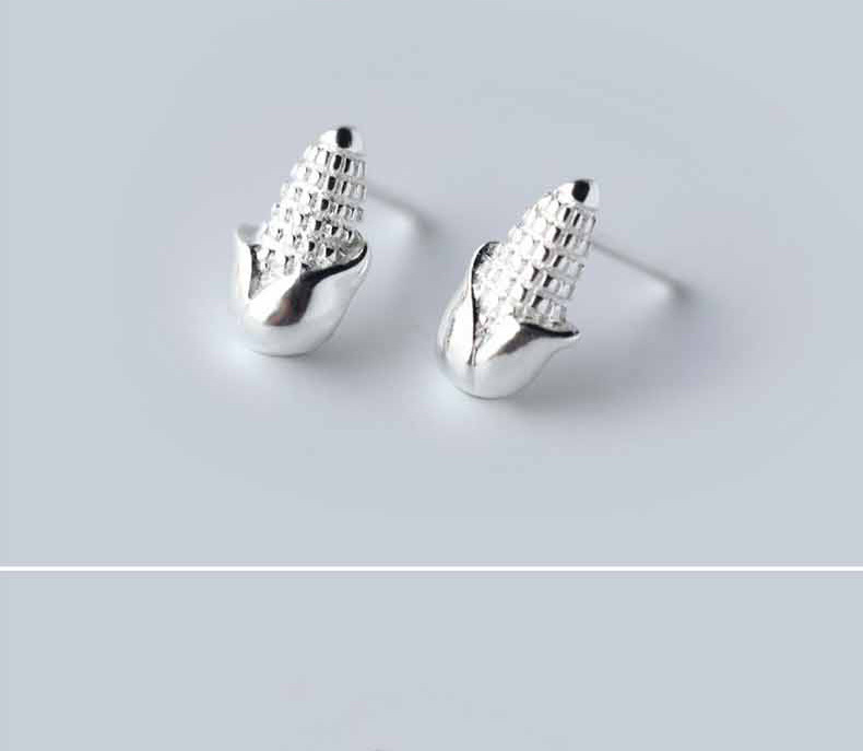 10g Weight No Inlaid Inlay Material Earrings, Ear Studs Classification Wedding, Travel Occasion Alloy Material Corn Pattern Women'S Gender Plating Design Fashion Style Gold, Silver Color Fashion Corn Plating Alloy No Inlaid Stud Earrings 10