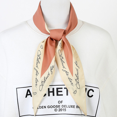 韩国chic菱形巾小丝巾 时尚复古撞色尖角领巾新款印花职业围巾