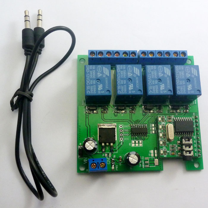 12V 4通道音频解码继电器 DTMF 点动 自锁 互锁 延时智能家居开关