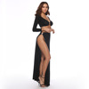 American sexy two piece long sleeved dress fork night dress  