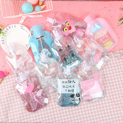 創意流沙熱水袋中號透明熱水袋 女學生暖手暖宮寶注水暖水袋