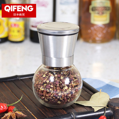 不鏽鋼胡椒研磨器 手動胡椒研磨器 創意廚房玻璃研磨瓶 廠家批發