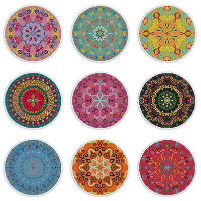 新款欧美圆形印花沙滩巾波西米亚花纹浴巾数码印花厂家直销定制|ru