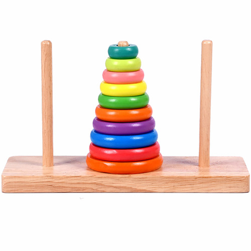 Children's educational toys Tower of Hanoi Rainbow Circle Jenga Ring Matching Building Blocks Color Cognition Wooden Toys