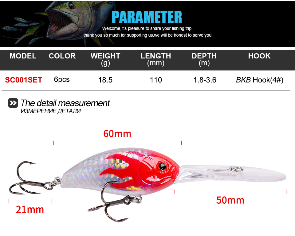 Sinking Crankbaits Fishing Lures  Deep Running Crankbaits Fresh Water Bass Swimbait Tackle Gear