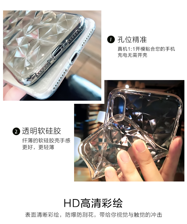 Transparent Diamond Pattern Mobile Phone Case For Iphone 11 /xsmax/6plus Diamond Tpu Protective Sleeve Wholesale Nihaojewelry display picture 13