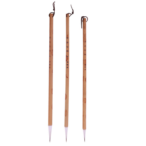 Manufacturer sells fine-grained warp hook line writing brush, Chinese painting stroke, small regular script running script, thin gold body, bamboo pole, purple sheep hook line pen
