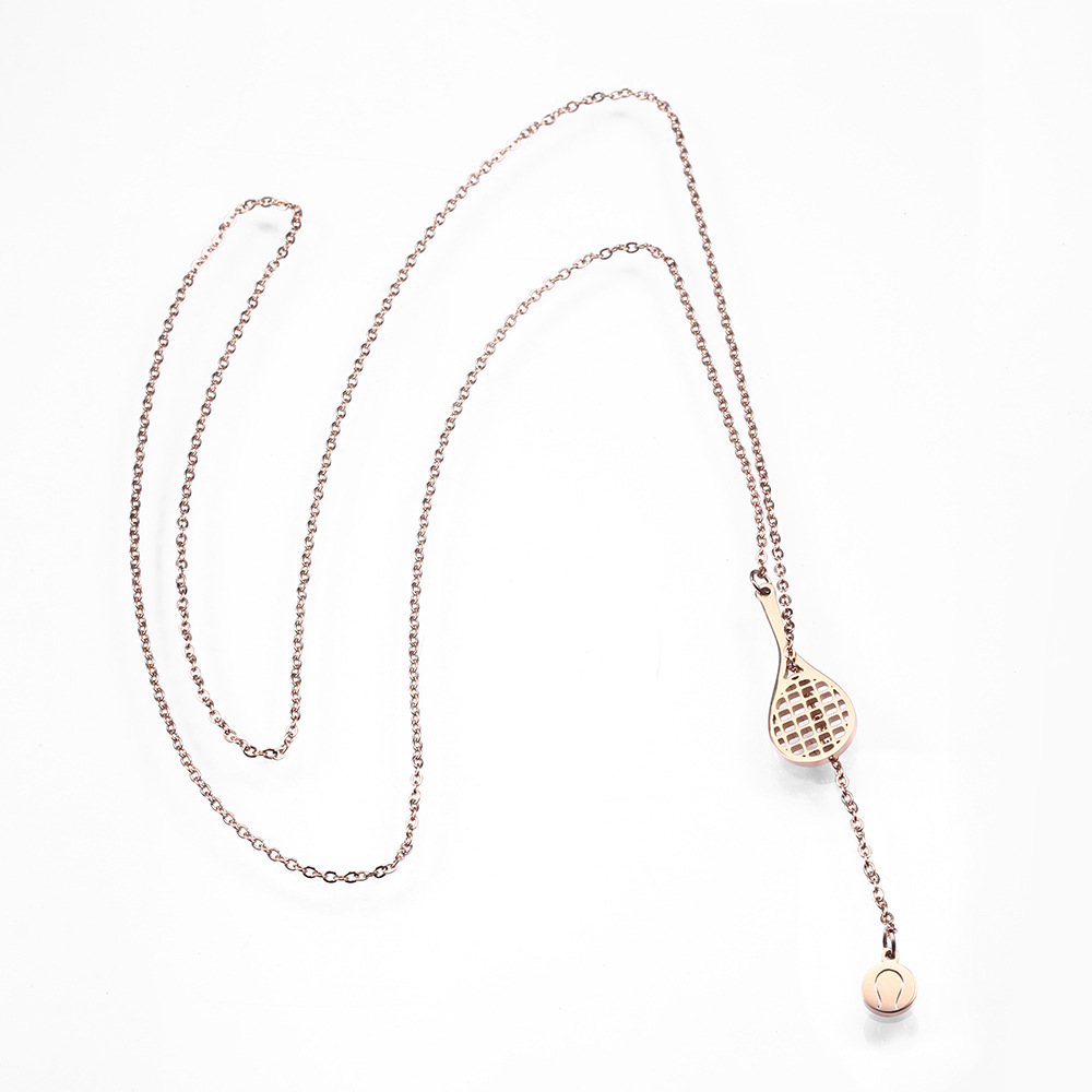 Titanium Steel Material Tennis Racket Pattern Women'S Gender Casual Simple Style Sports Tennis Racket Titanium Steel Plating Sweater Chain