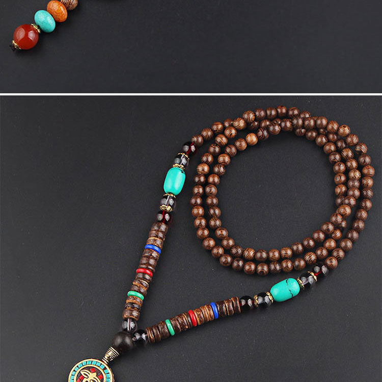 1 Piece Ethnic Style Round Wood soft clay Copper Beaded Unisex Necklace
