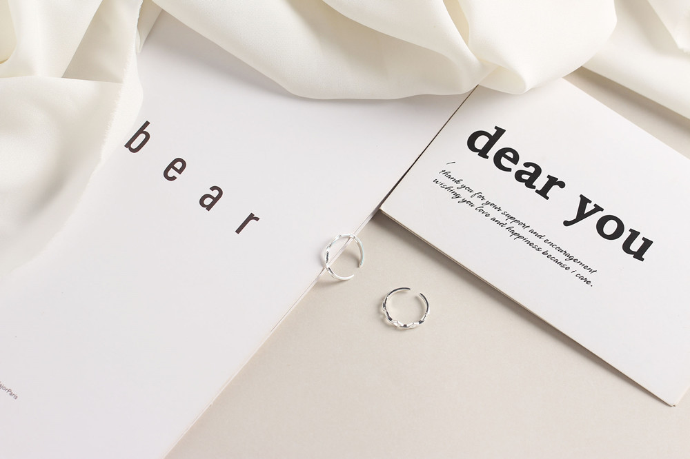 Korean minimalist geometric shape plain silver open S925 sterling silver finger ring