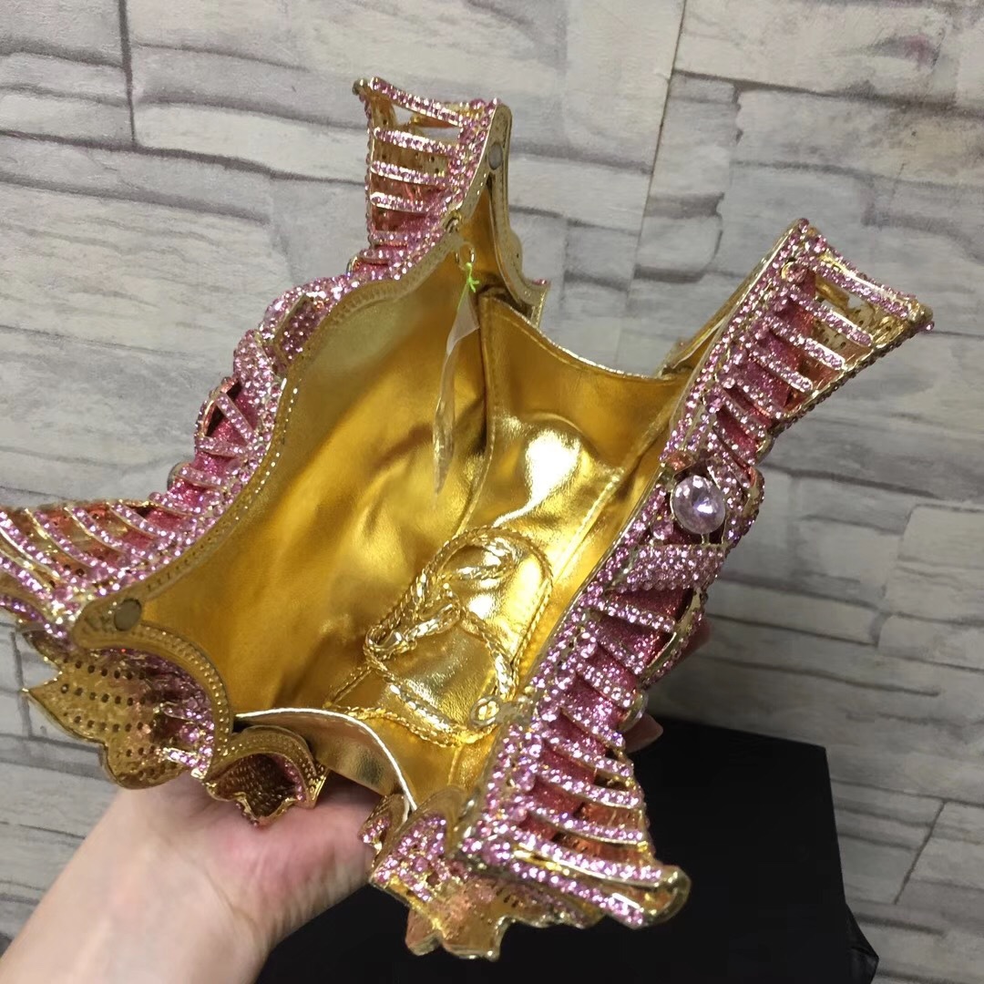 Túi clutch nữ đính kim cương thiên nga cỡ lớn dự tiệc — Màu đen, Màu hồng, Ảnh tùy chỉnh được Cá nhân hóa, Bảy màu vàng kim chi tiết 40