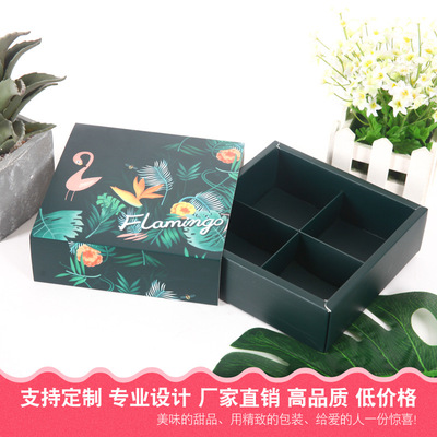 新品原创火烈鸟抽屉纸盒四粒装蛋黄酥月饼饼干雪媚娘食品包装盒|ms