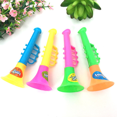 2-piece Trumpet Children's Small Toy Double-section Small Trumpet Baby Cartoon Mini Trumpet Blowing Musical Instrument Small Gift