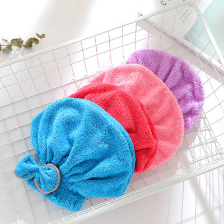 No-pelusa súper absorbente de lana de coral de secado de pelo gorra de microfibra lindo arco círculo de pelo de secado de champú tapa