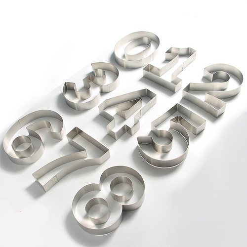 Large stainless steel 0-8 number mousse circle baking cookie cutting mold 9-piece set cake tool set