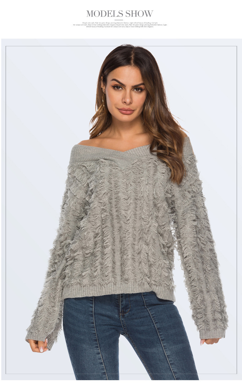  sexy V-neck personality tassel sweater NSYH7459