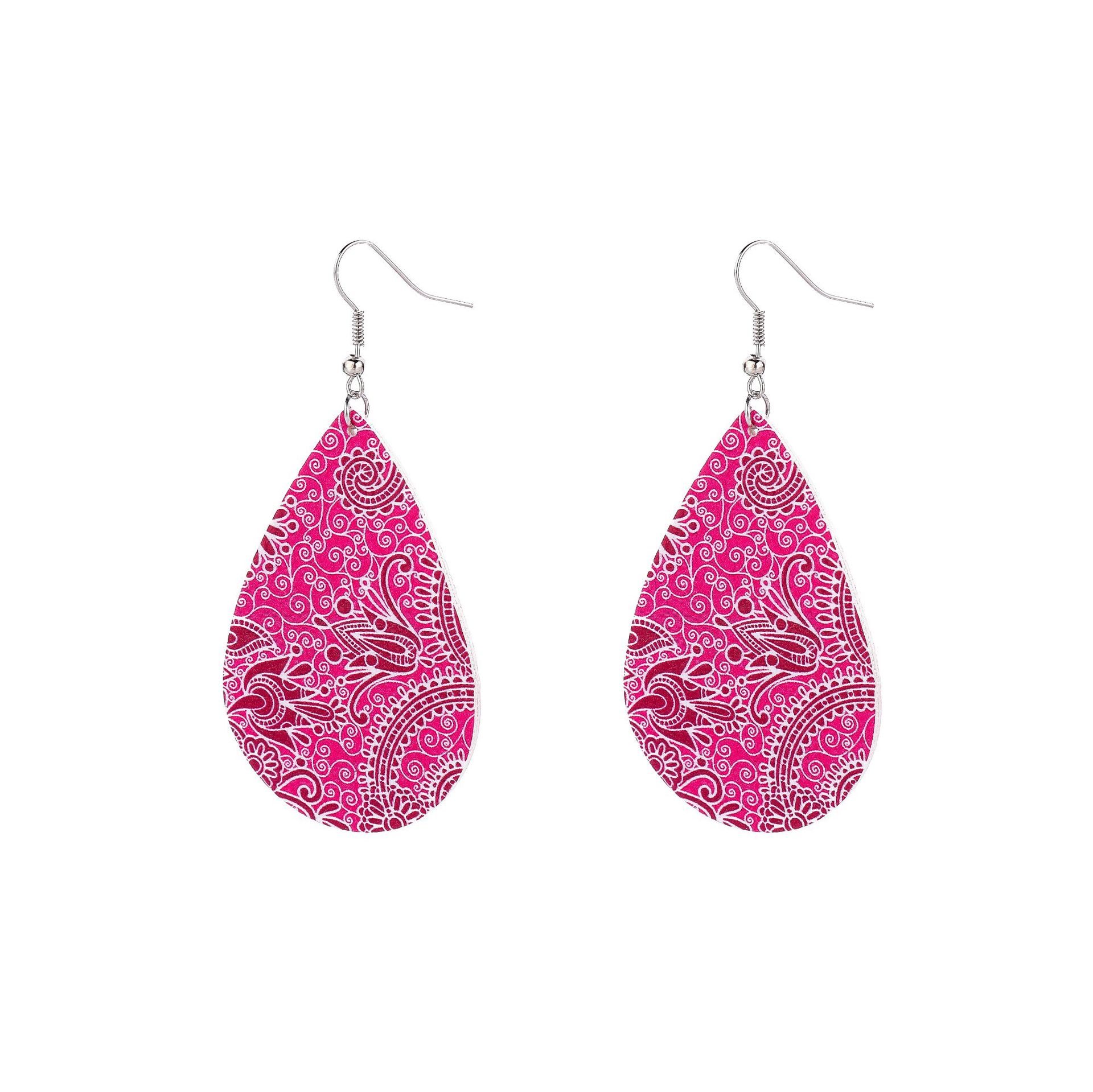 1 Pair Ethnic Style Water Droplets Pu Leather Women's Drop Earrings display picture 3