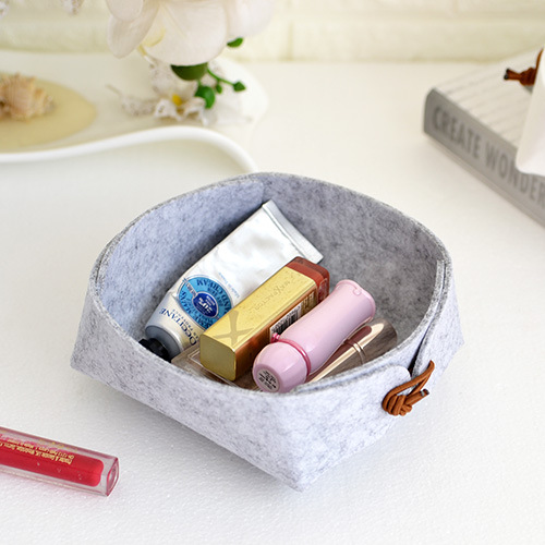 北欧迷你毛毡收纳盒小收纳筐办公桌面置物篮简约钥匙首饰收纳盒子