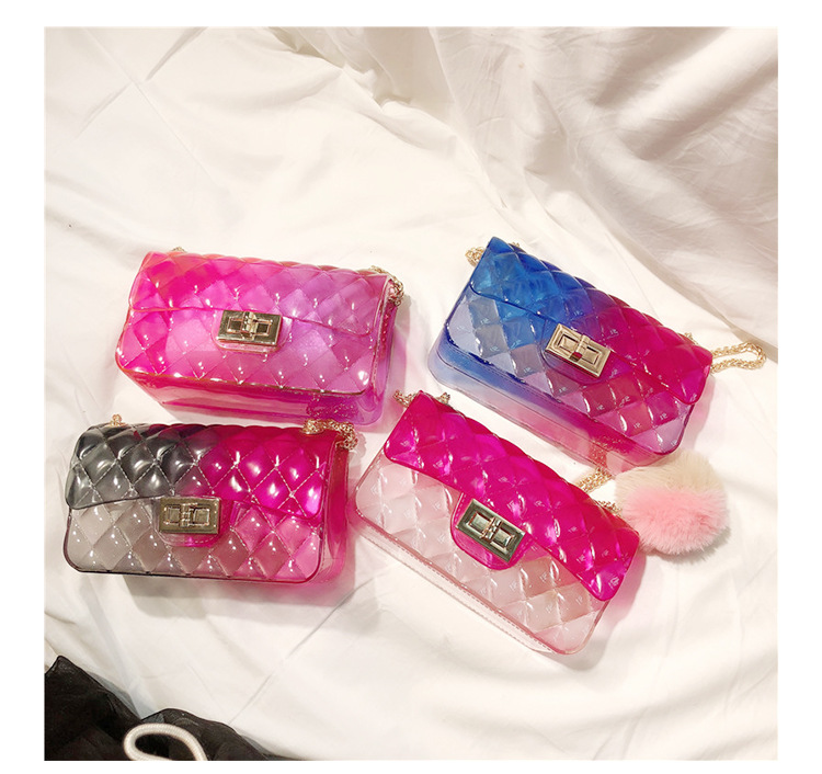 2025 Summer New gradient color jelly bag, ins diamond chain small square bag, single-shoulder crossbody women's bag undefined
