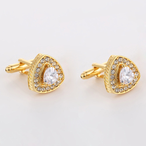 High-quality foreign trade cufflinks, purchasing European and American French cufflinks, white zircon crystal diamond-encrusted triangular cuffs 327