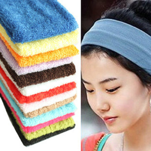 Candy color elastic sweat-absorbent towel material sports fitness yoga hairband headwear face wash headband hair accessories gift wholesale