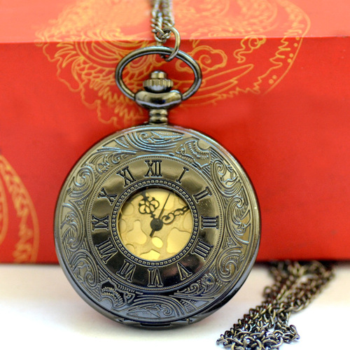 Cross-border Roman scale pocket watch dropshipping manufacturer wholesale large quartz pocket watch 6000-1