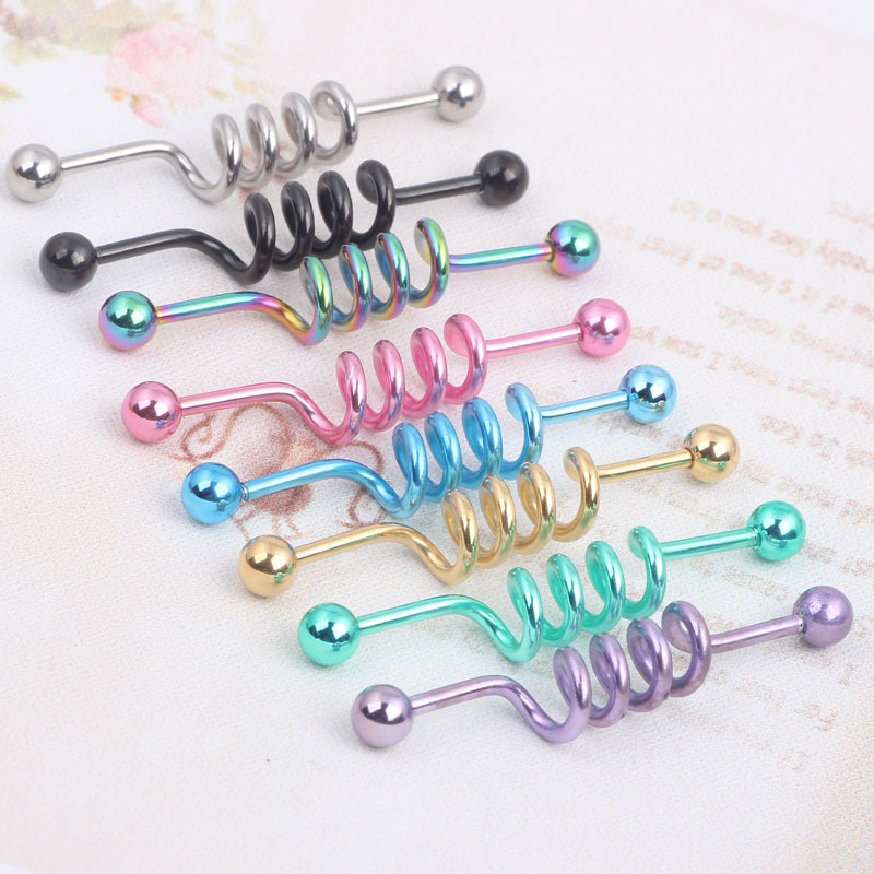 Personalized Pink Diamond 316L Surgical Steel Industrial Barbell Crossbar Ear Stud for Double Ear Piercing detail image 7