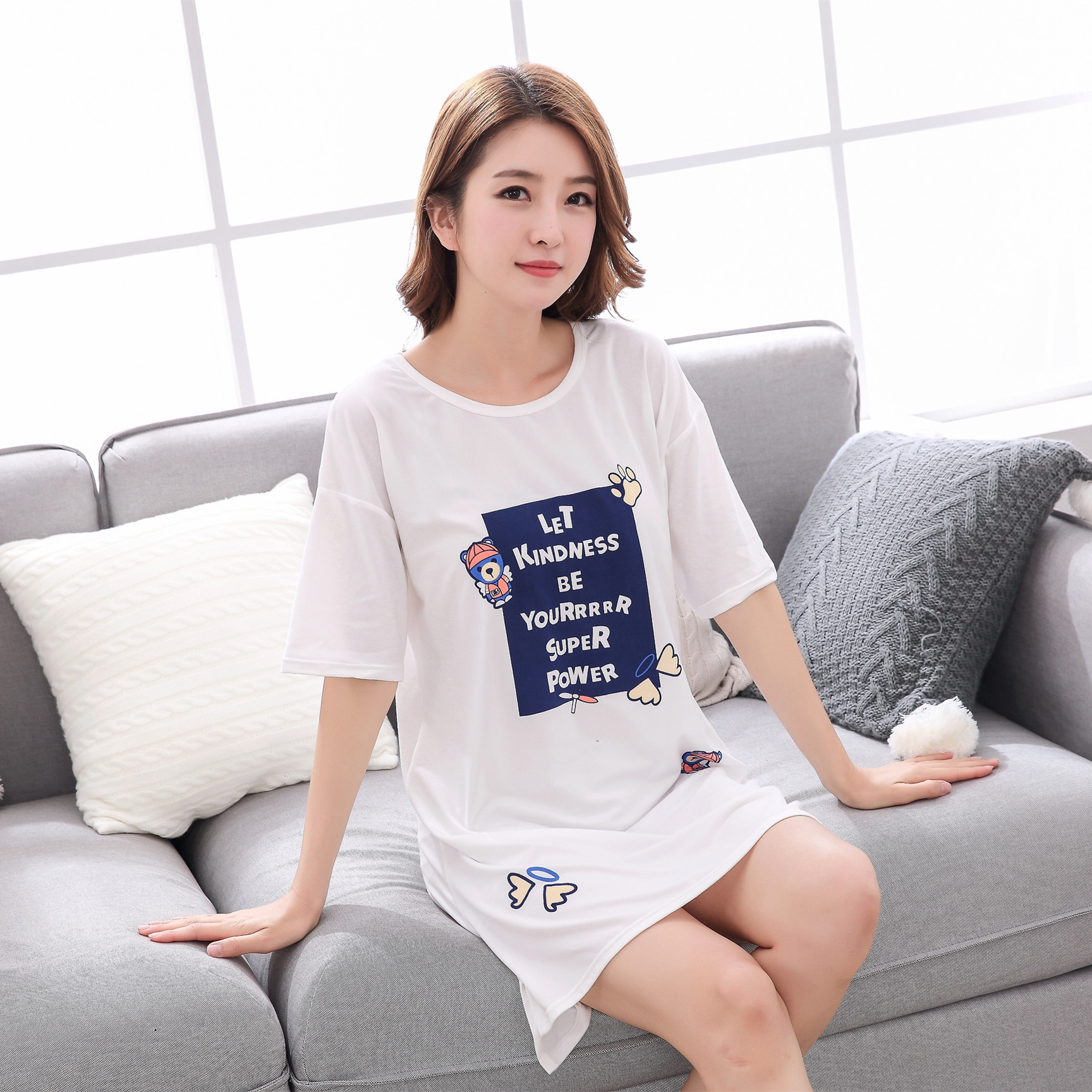 Cute Casual Style Short Sleeves Round Collar Polyester Lover’s Clothes Pajamas display picture 8