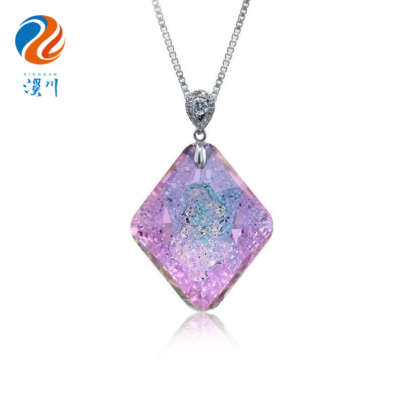 跨境微商配件 单孔吊坠菱形水晶洞毛衣链配件diy项链耳饰美甲钻贴