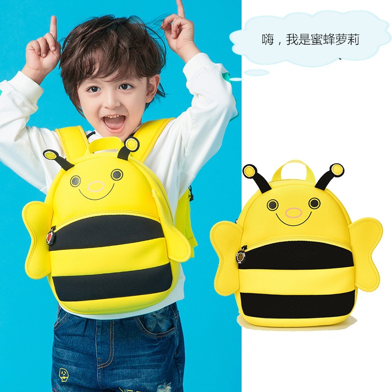 New products Neoprene Cartoon schoolbag Little bee 3-6 kindergarten Anti-lost knapsack goods in stock wholesale