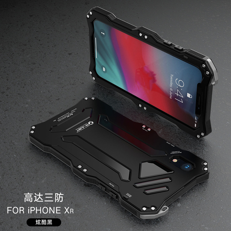 R-Just Gundam Water-resistant Shockproof Dirt-proof Snow-proof Premium Armor Heavy Duty Metal Protective Case Cover for Apple iPhone XS Max & iPhone XR & iPhone XS