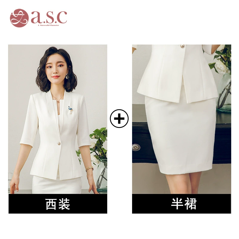 Summer fashionable set for work, classic suit jacket, 2018