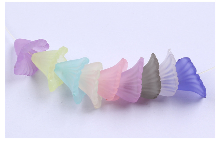 Yiwu Meideheng frosted colored trumpet flower ancient-style hairpin Plastic Handmade DIY accessory 10x12mm detail image 9