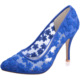 Spring lace, shallowly pointed shoes, embroidered flowers, high heels, pink, blue, white and black women's shoes.