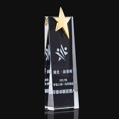 原创设计水晶奖杯多面体奖杯 技能大赛学生竞赛先进集体个人奖牌