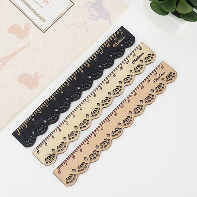 韩国文具创意花边木质尺子 学生镂空尺子个性设计 复古森系测量尺|ms