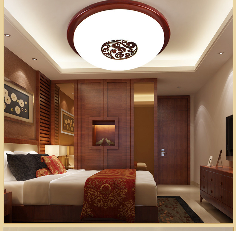 high-grade New Chinese style Ceiling lamp circular LED solid wood Aisle a living room balcony bedroom Entrance Lighting lamps and lanterns