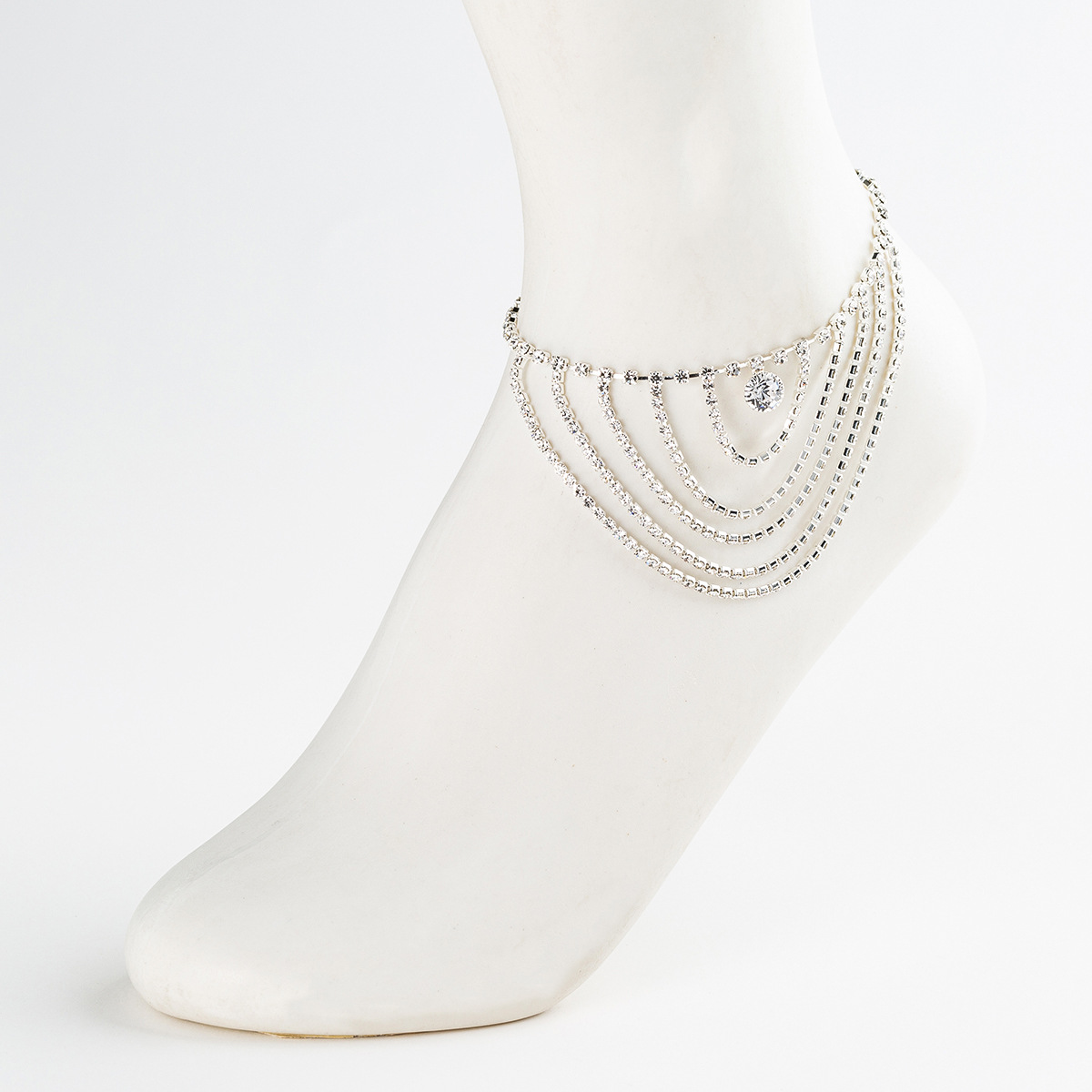 跨境新品流行沙滩脚链 满钻闪亮脚饰女多层脚链源头厂家A020
