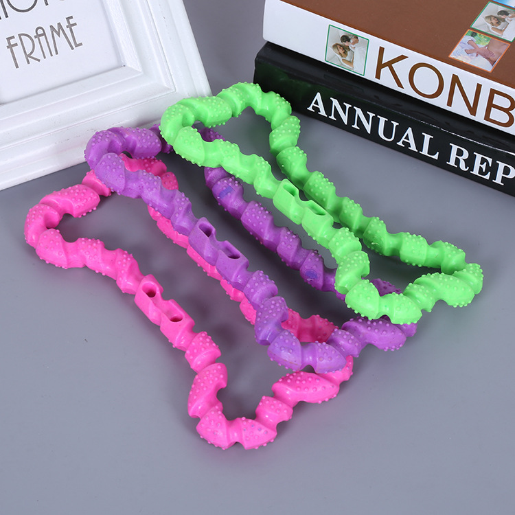 Venta directa de fábrica creativa cuerda de algodón para mascotas juguete anillo de tracción perro de hueso TPR suministros para mascotas en stock al por mayor