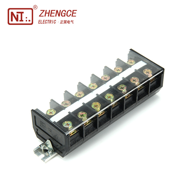 厂家直销固定式接线板TD-200A黑色聚碳组合式导轨安装端子排