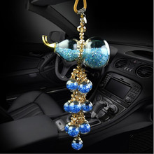 汽车挂件水晶葫芦带钻挂饰车挂蓝色款透明葫芦水钻车上内装饰用品