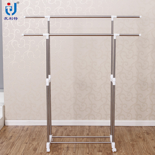 Youlite stainless steel double pole telescopic clothes drying rack floor-standing indoor clothes rack