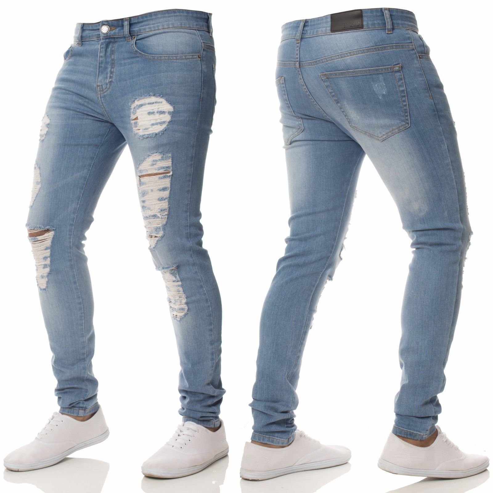 Casual Men'S Jeans Personality Hole Fit Small Leg Jeans Handsome Versatile Pants