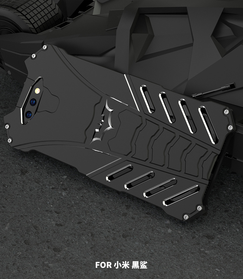 R-Just Batman Shockproof Aluminum Shell Metal Case with Custom Batarang Stent for Xiaomi Black Shark