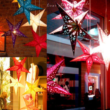 聖誕節裝飾立體鐳射五角星裝飾燈罩布置用品店鋪吊頂掛飾商場酒店