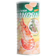 泰國膨化零食品 MANORA瑪努拉芥末味蝦片香酥木薯片大罐裝90g