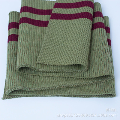 珠地提花领罗纹布 色彩艳丽柔软罗纹袖口面料 螺纹针织扁机工艺